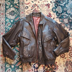 Vintage 1980s leather bomber jacket